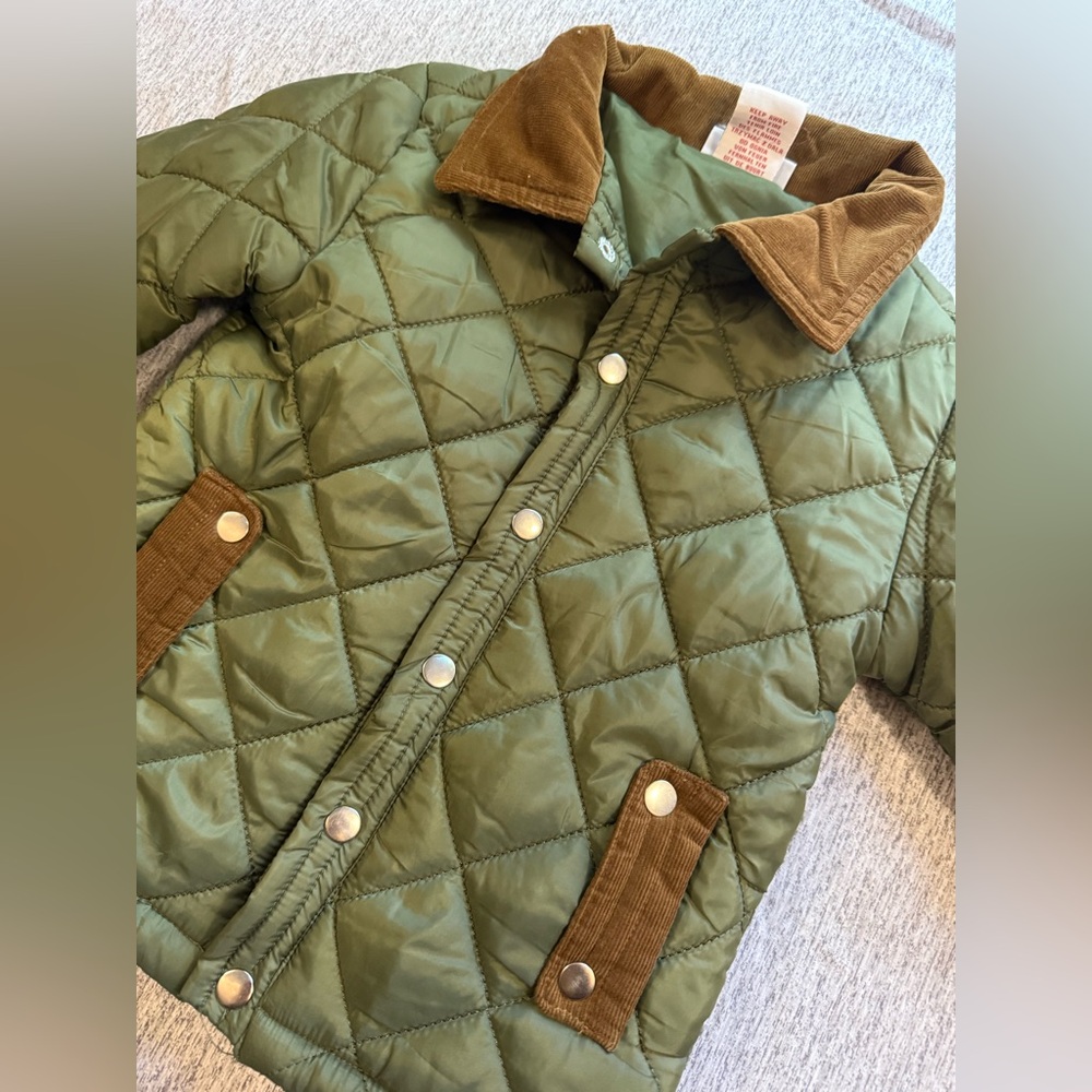 Tommy Bahama Toddler Green Quilted Jacket with Brown Accents - 2T